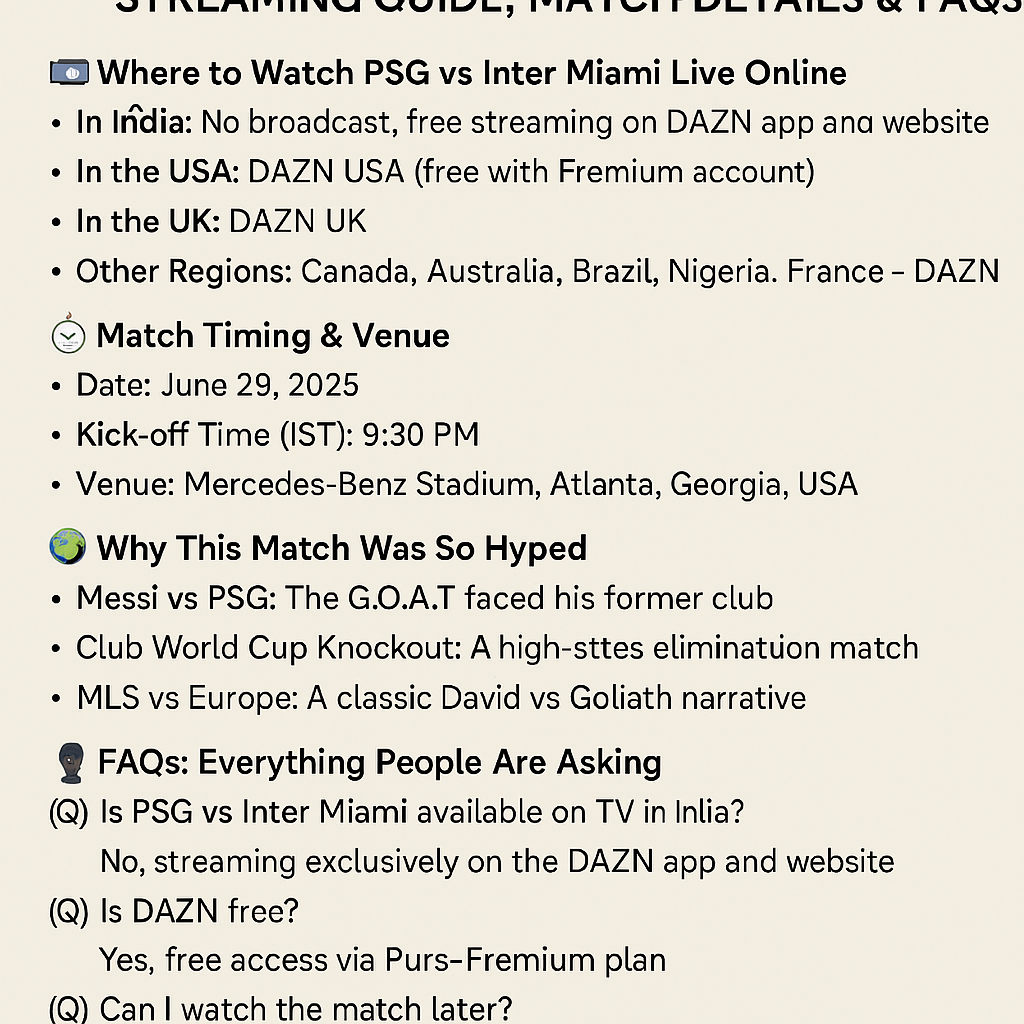 PSG vs Inter Miami
